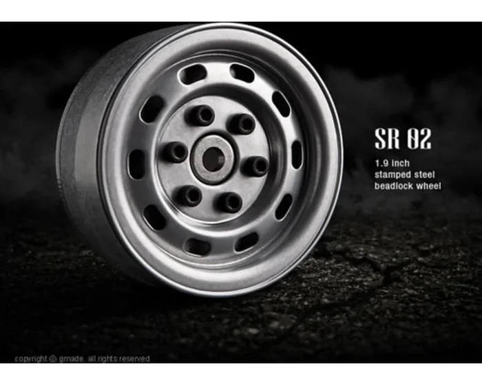 1.9 Sr02 Beadlock Wheels Semigloss Silver 12mm Hex – Pair
