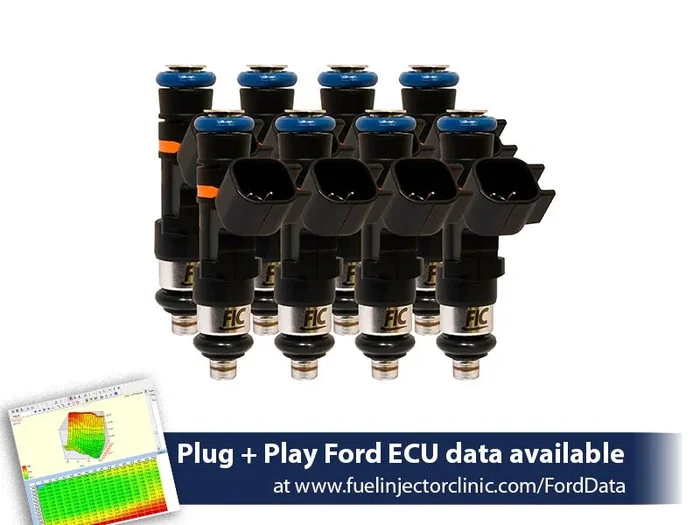 1000cc (85 lbs/hr at 43.5 PSI fuel pressure) FIC Fuel Injector Clinic Injector Set for Ford Shelby GT500 (2007-2014)(High-Z)