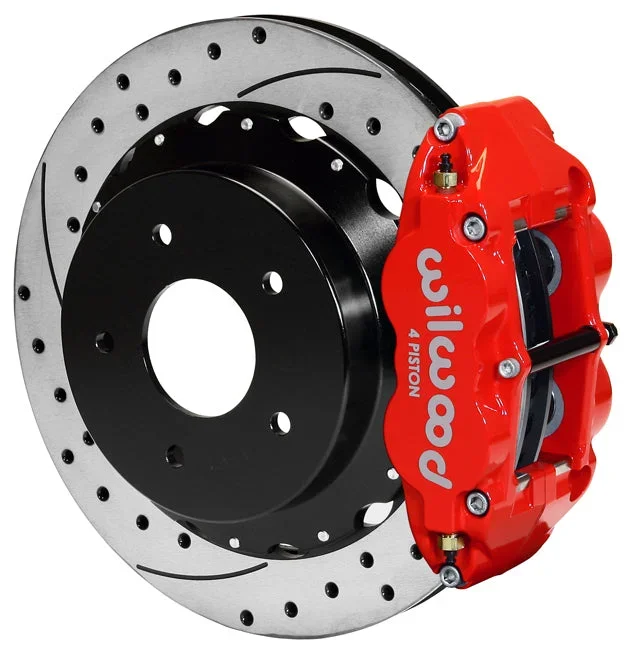 1965-1982 CORVETTE C2,C3 DISC BRAKE KIT,REAR,14″ DRILLED ROTORS,4 PISTON,RED