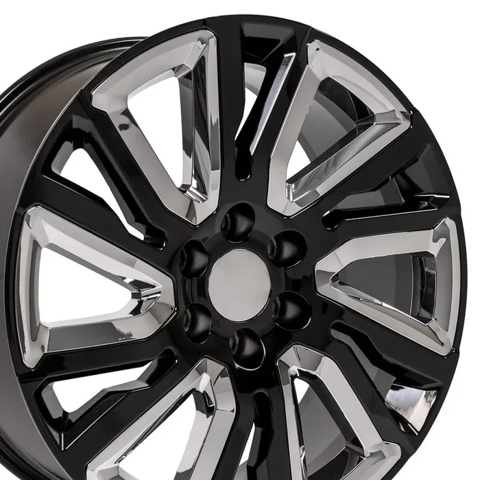 22″ Replica Wheel CV39 Fits GMC Sierra Rim 22×9 Black and Chrome Wheel