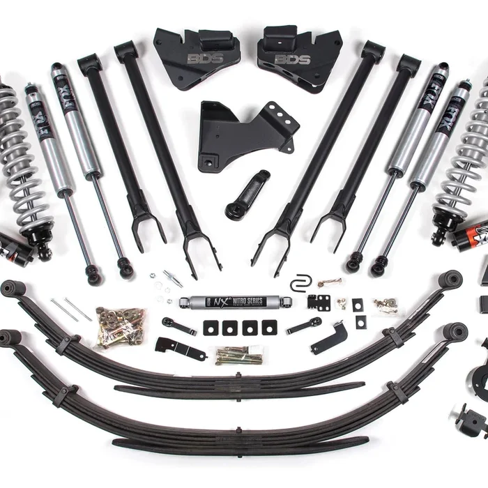 4 Inch Lift Kit W/ 4-Link – FOX 2.5 Performance Elite Coil-Over Conversion – Ford F250/F350 Super Duty (17-19) 4WD – Diesel