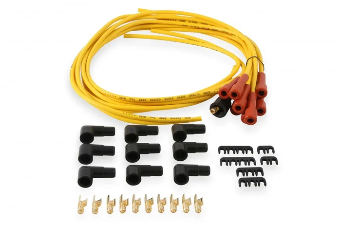 ACCEL Spark Plug Wire Set – 7mm – Super Stock with Copper Core – Universal Straight Boots – Yellow