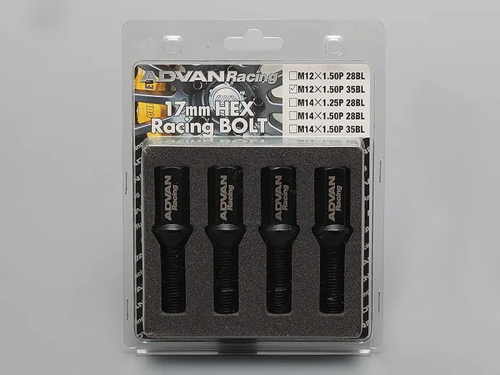 Advan Wheel Bolt 35mm Thread (Black) – 4 Pack
