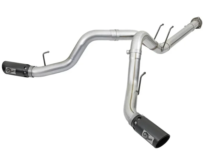 aFe ATLAS 4in DPF-Back Alum Steel Exhaust System w/Black Tip 2017 Ford Diesel Trucks V8-6.7L (td)63.2 lb