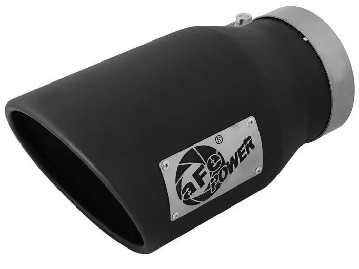 aFe MACHForce XP 5in 304 Stainless Steel Exhaust Tip 5 In x 7 Out x 12L in Bolt On Right – Black