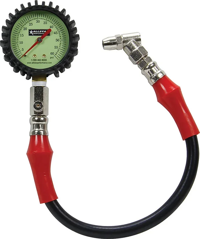 Allstar Performance Tire Pressure Gauge 0-60 PSI 2-1/4in Glow