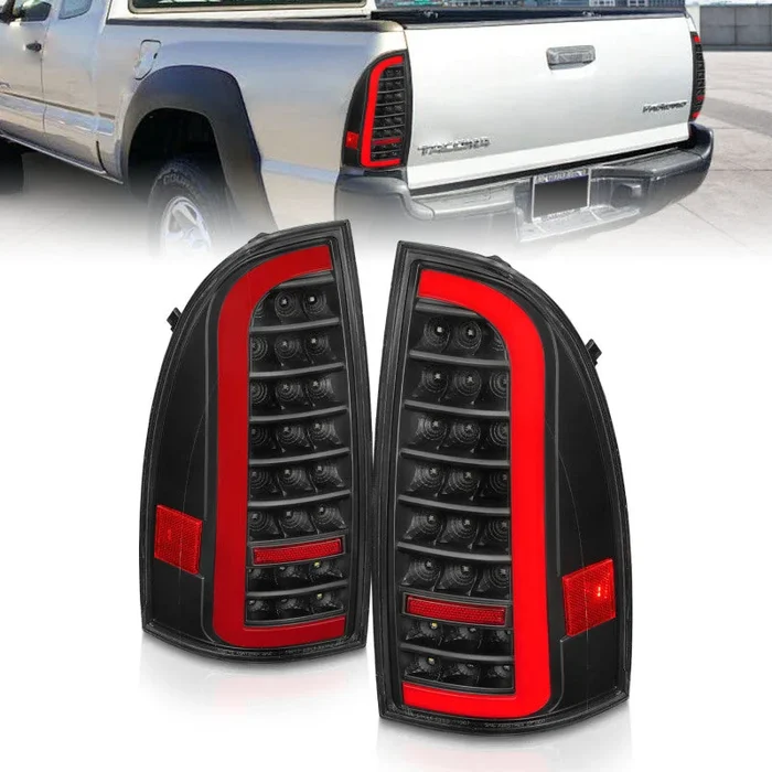 ANZO 05-15 Toyota Tacoma Full LED Tail Lights w/Light Bar Sequential Black Housing Clear Lens6.5 lb