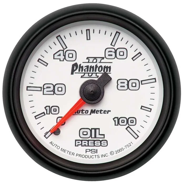 Autometer Auto Meter Phantom II Series 2-1/16″ Full Sweep 0-100 PSI Mechanical Oil Pressure Gauge