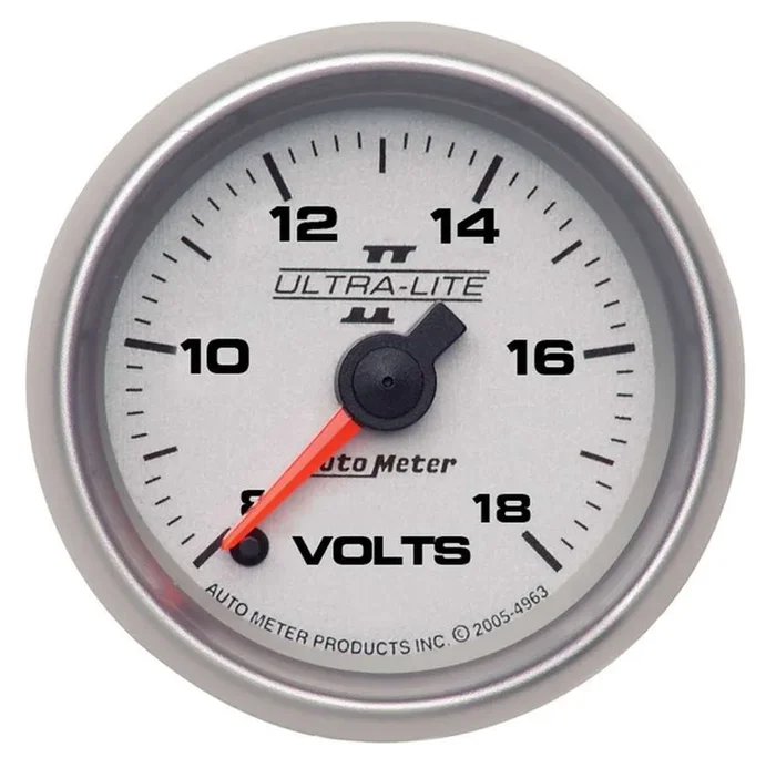 Autometer Auto Meter Ultra-Lite II Series 2-1/16″ Full Sweep 8-18 Volt Electric Voltmeter Gauge