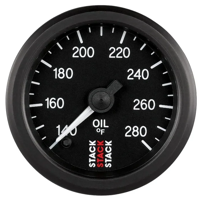 Autometer Stack 52mm 140-280 Deg F 1/8in NPTF Male Pro Stepper Motor Oil Temp Gauge – Black