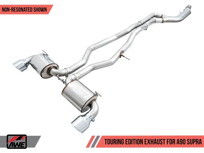 AWE 2020 Toyota Supra A90 Non-Resonated Touring Edition Exhaust – 5in Chrome Silver Tips