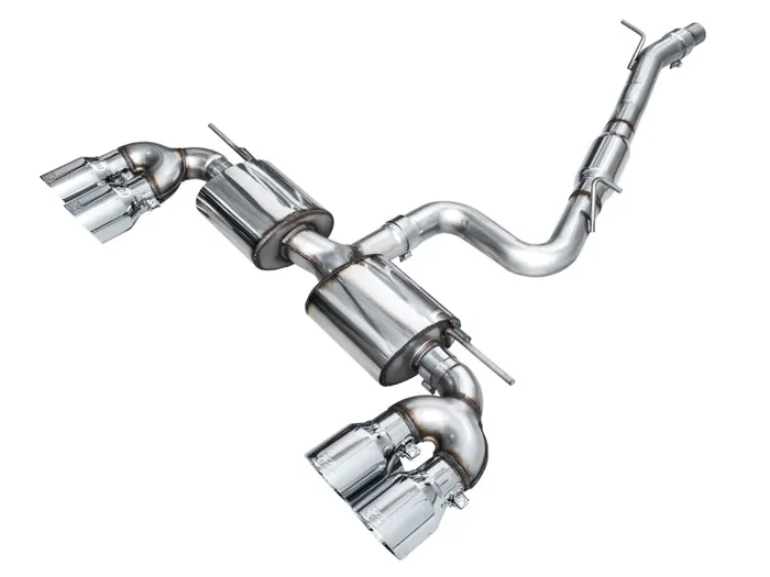 AWE MK8 Volkswagen Golf R 3in Touring Edition Quad Exhaust – Chrome Silver Tips