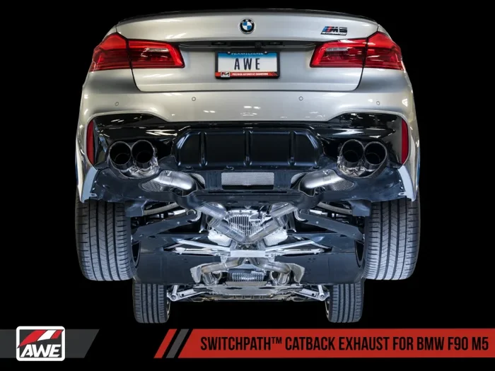 AWE Tuning 18-19 BMW F90 M5 SwitchPatch Cat-Back Exhaust- Black Diamond Tips