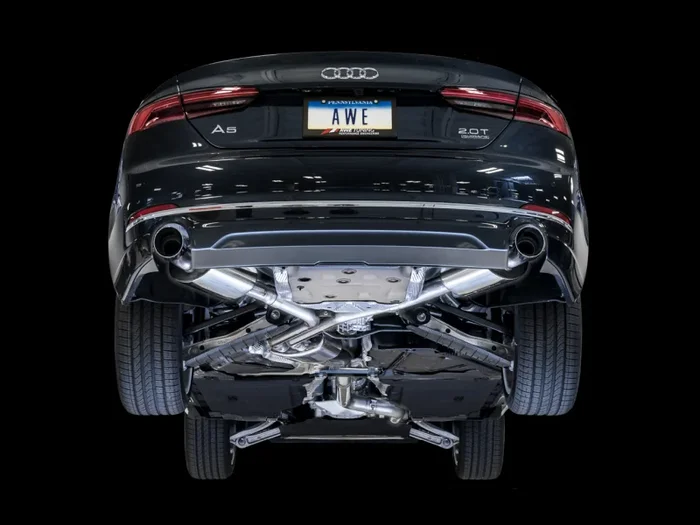 AWE Tuning Audi B9 A5 Touring Edition Exhaust Dual Outlet – Chrome Silver Tips (Includes DP)