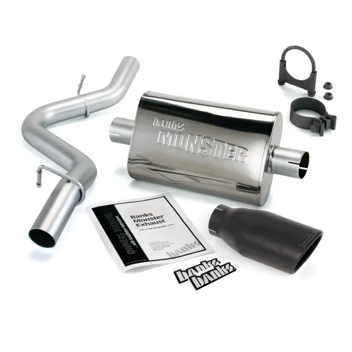 Banks Power 97-99 Jeep 2.5/4.0L Wrangler Slip Fit Cat Monster Exh Sys – SS Single Exh w/ Blk Tip23.9 lb
