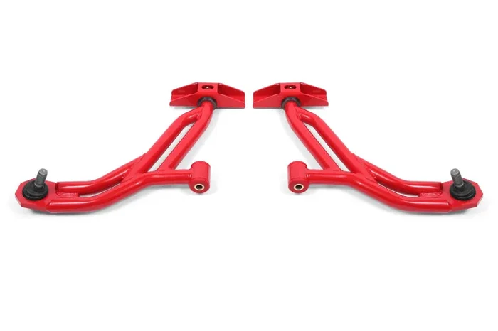 BMR 10-14 Ford Mustang / Shelby GT500 Non-Adj. Lower A-Arms (Poly/Delrin) – Red