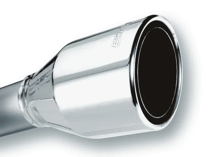 Borla 2.5in Inlet 4.5in Round Rolled Angle Cut Phantom X 7.75in Long Embossed Universal Exhaust Tips