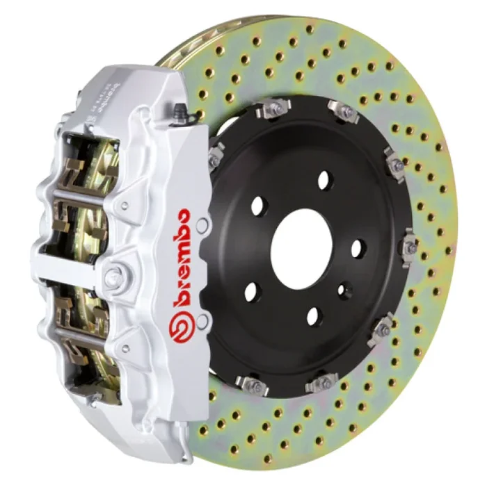 Brembo 06-10 Grand Cherokee SRT-8 Front GT BBK 8 Piston Cast 380×34 2pc Rotor Drilled-Silver