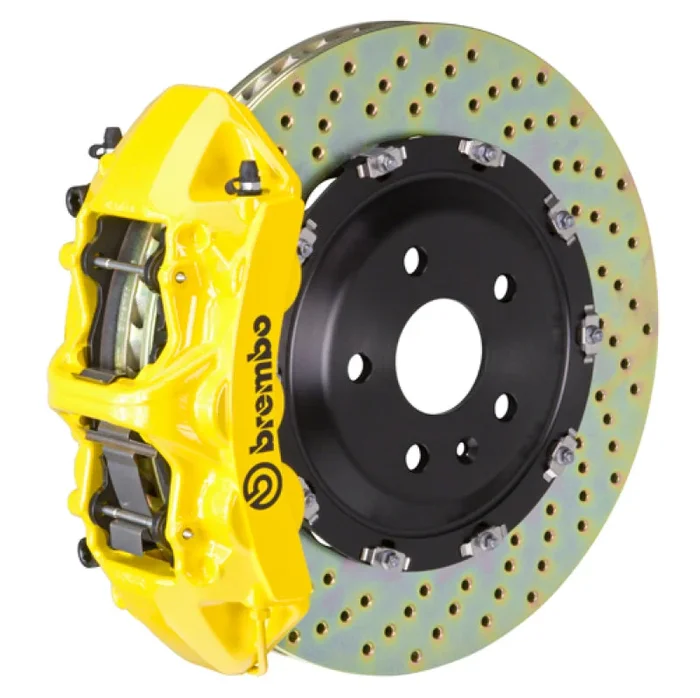 Brembo 06-13 Corvette Z06 Excl CC Brakes Fr GT BBK 6Pist Cast 380×34 2pc Rotor Drilled- Yellow