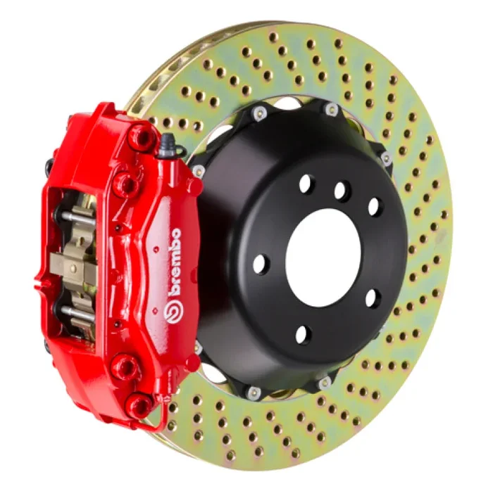 Brembo 12-14 328i Excl xDrive/MSport Brakes Rr GT BBK 4Pis Cast 345×28 2pc Rotor Drilled-Red