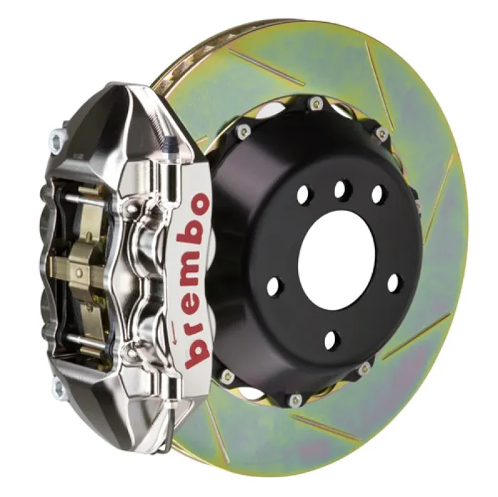 Brembo 12-15 335i xDrive Exc MSport Brakes Rr GTR BBK 4Pis Billet 345×28 2pc Rtr Slot Type1-Nickel