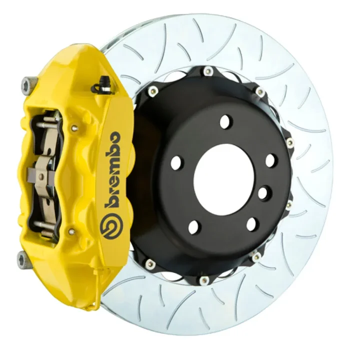 Brembo 15-23 Mustang Rear GT BBK 4 Piston Cast 380×28 2pc Rotor Slotted Type3- Yellow