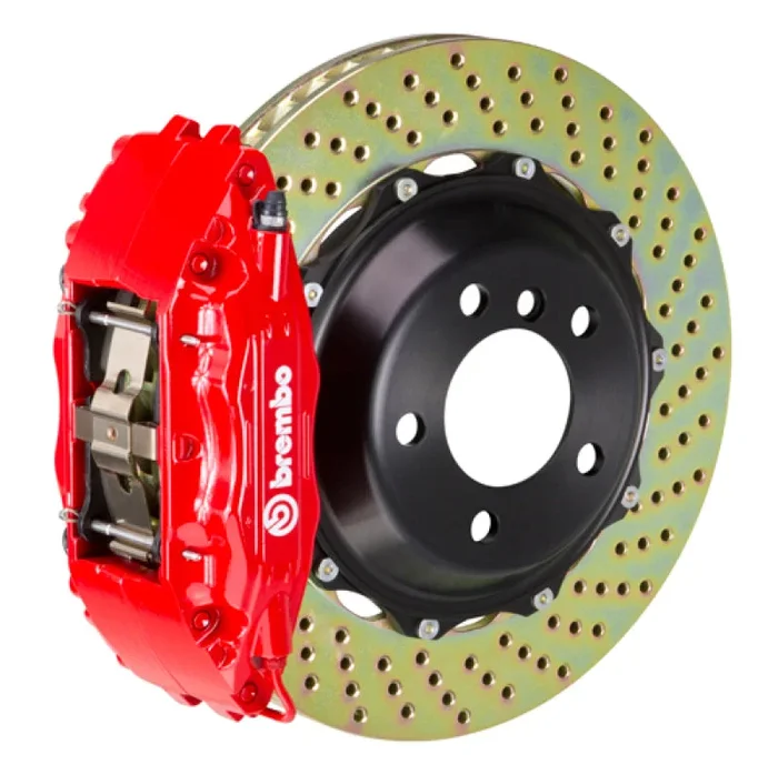 Brembo 94-00 C-Class Front GT BBK 4 Piston Cast 2pc 332×32 2pc Rotor Drilled-Red