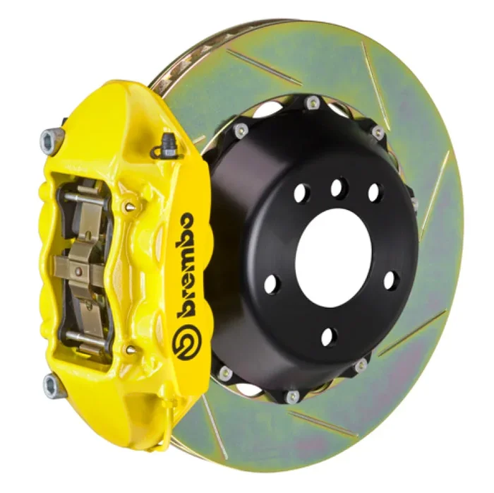 Brembo 97-04 986 Boxster S Rear GT BBK 4 Piston Cast 345×28 2pc Rotor Slotted Type-1- Yellow