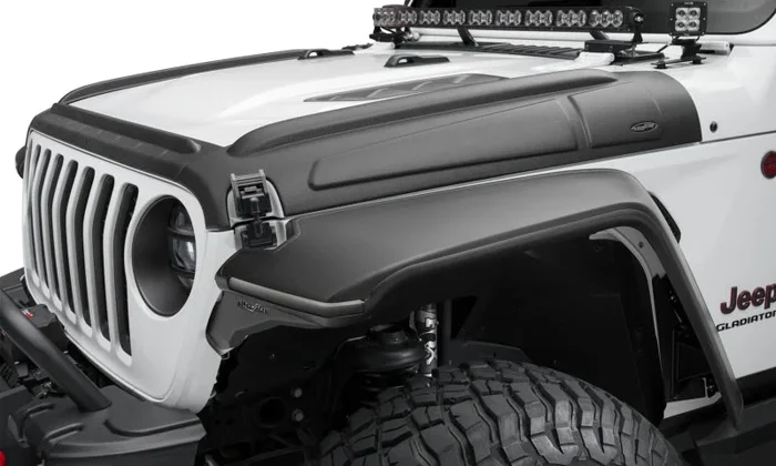 Bushwacker 18-22 Jeep Wrangler 2/4dr / 20-22 Jeep Gladiator Trail Armor Hood Armor (3pc) – Tex. Blk