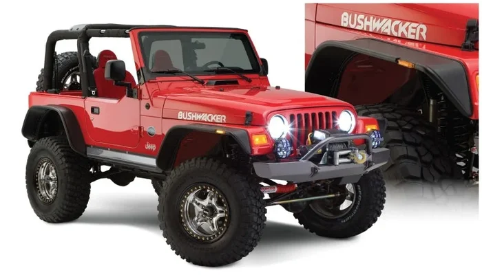 Bushwacker 97-06 Jeep Wrangler Flat Style Flares 4pc – Black