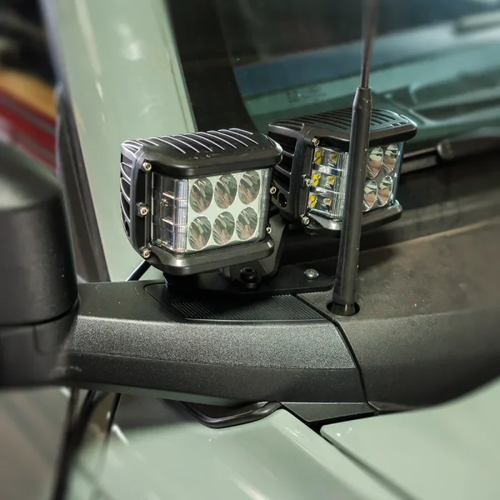 Cali Raised 2021+ Ford Raptor Ditch Light Mount Kit – 2 3X2 18W Led Pods/2 3.5 Inch Round Cannon P