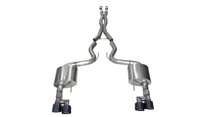Corsa 18-23 Ford Mustang 5.0L V8 3in Xtreme Cat-Back Dual Rear Exit w/ 4in Black PVD Pro-Series Tips67.9 lb