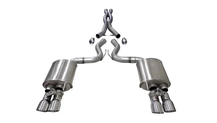 Corsa 2018-2023 Ford Mustang GT Fastback 5.0L 3in Cat-Back System Dual Rear Exit w/ 4in PolishedTips78.1 lb