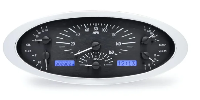 Dakota Digital 1932 Ford Car VHX System, Black Alloy Style Face, Blue Display