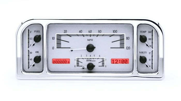 Dakota Digital 1937-38 Ford Car VHX System, Silver Alloy Style Face, Red Display
