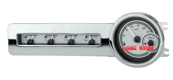 Dakota Digital 1941-48 Chevy Car VHX System, Silver Alloy Style Face, Red Display