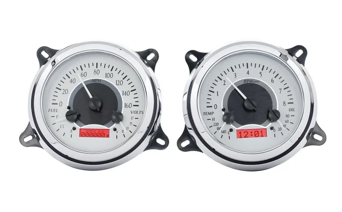 Dakota Digital 1947-53 Chevy Truck VHX System, Silver Alloy Style Face, Red Display
