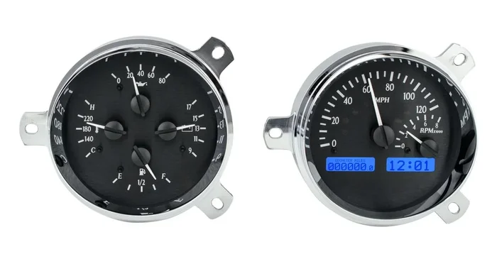Dakota Digital 1951-52 Chevy Car VHX System, Black Alloy Style Face, Blue Display