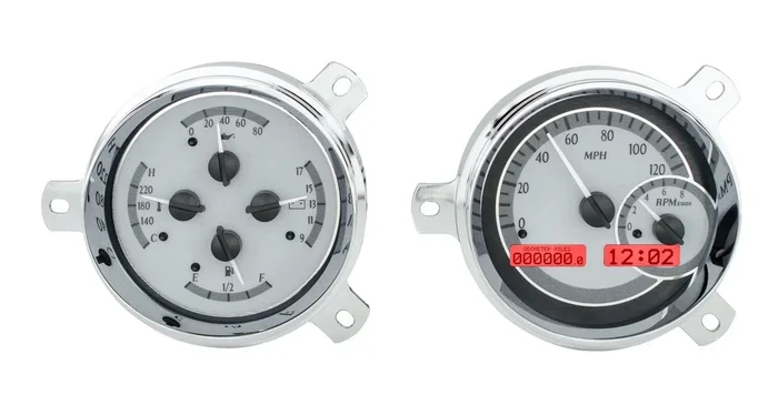 Dakota Digital 1951-52 Chevy Car VHX System, Silver Alloy Style Face, Red Display