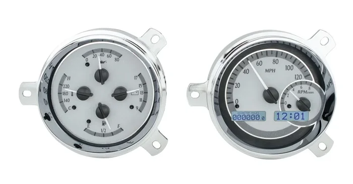 Dakota Digital 1951-52 Chevy Car VHX System, Silver Alloy Style Face, White Display
