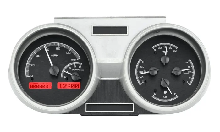 Dakota Digital 1966-67 Oldsmobile Cutlass VHX System, Black Alloy Style Face, Red Display