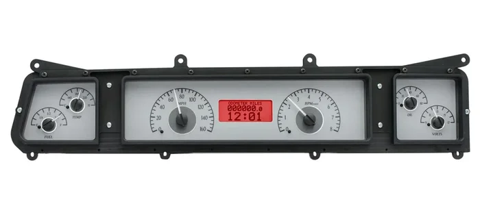 Dakota Digital 1966 Chevy Impala/Caprice VHX System, Silver Alloy Style Face, Red Display