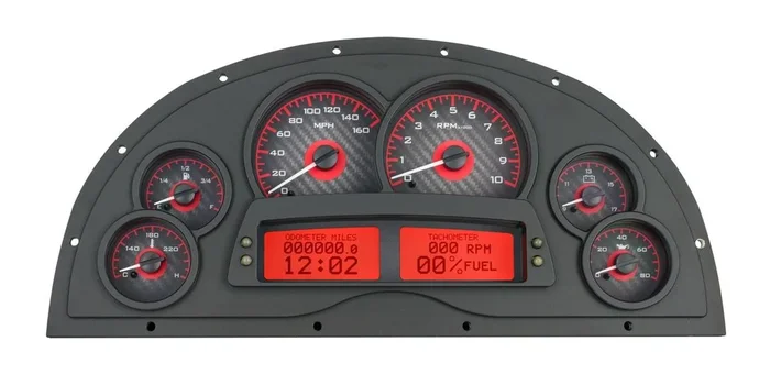 Dakota Digital 1967-69 Camaro Marquez Designs Dash VHX System, Carbon Fiber Style Face, Red Display