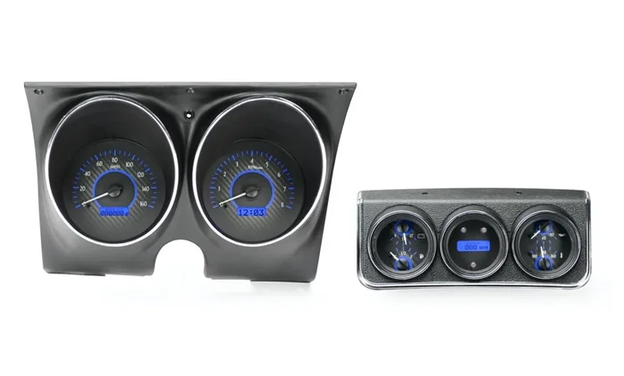 Dakota Digital 1967 Chevy Camaro w/ Console Gauges VHX System, Carbon Fiber Style Face, Blue Display