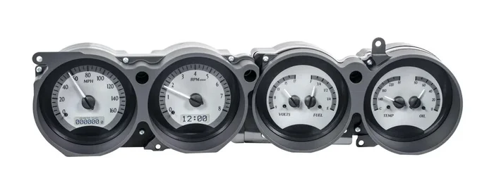 Dakota Digital 1970-74 Dodge Challenger/ E-Body Rallye Dash VHX System, Silver Alloy Style Face, White Display