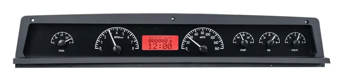 Dakota Digital 1971-76 Chevy Impala/Caprice VHX System, Black Alloy Style Face, Red Display