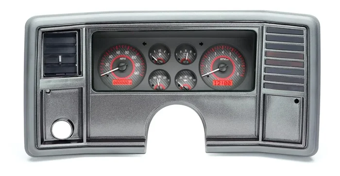 Dakota Digital 1978-88 Chevy Monte Carlo VHX System, Carbon Fiber Style Face, Red Display
