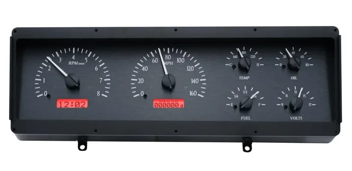 Dakota Digital 1978-88 Oldsmobile Cutlass VHX System, Black Alloy Style Face, Red Display