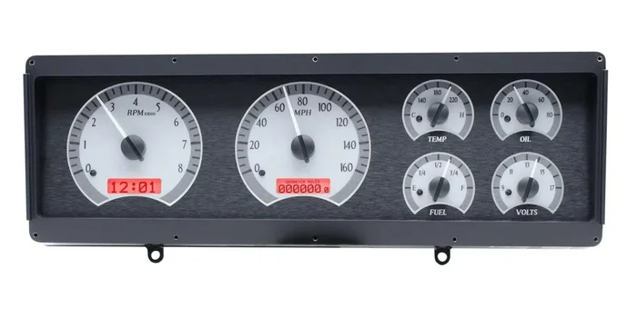 Dakota Digital 1978-88 Oldsmobile Cutlass VHX System, Silver Alloy Style Face, Red Display