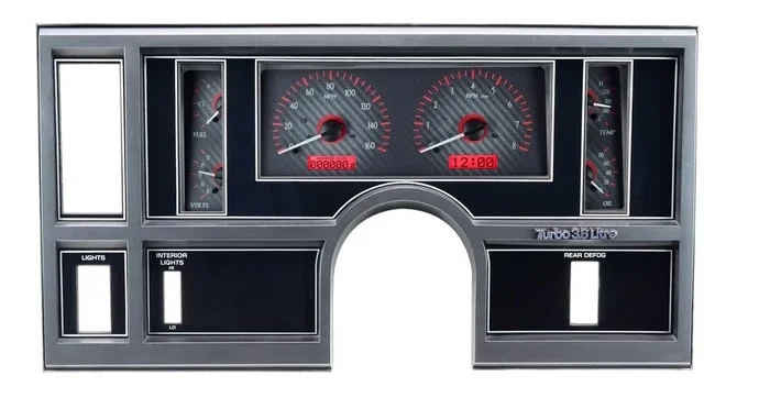 Dakota Digital 1984-87 Buick Regal VHX System, Carbon Fiber Style Face, Red Display